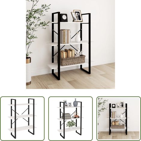 vidaXL Bücherregal 3 Ebenen -  Bücherregal 3 Böden Weiß 80x30x105 cm Massivholz Kiefer