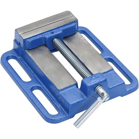 Étau pour Perceuse à Colonne, Étau d'Établi, Outils de Travail, Pince à Serrage, Étau de Serrage, Pince de Perceuse, Bleu 100 mm Fonte (1/5)