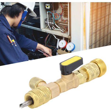 Outil d'installation et de dépose des obus de valve avec orifices SAE 1/4 et 5/16 pour la réparation des conduites de climatisation R22, R12, R407c, R410A, R404A, R32, R600, A/C (1/5)
