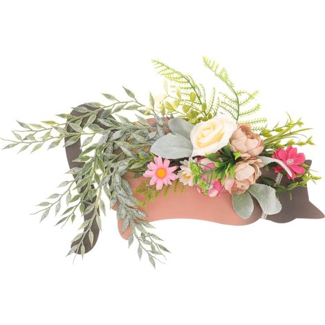 Couronne de Porte Pendentif Décoration de Chat en Bois et Tissu Design Rustique et Fleuri pour Décoration D'intérieur et D'entrée (1/5)