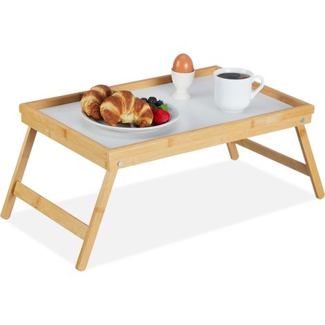 Plateau de lit en blanc et bambou (1/5)