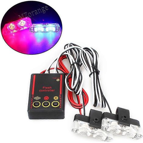 2 gyrophares LED FSO de police, lampe stroboscopique clignotante d'avertissement d'urgence, clignotant rouge haute luminosité, accessoires de voiture - Rouge et bleu (1/5)