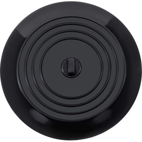 Tapón de silicona para bañera, lavabo o fregadero, 15 cm de diámetro, apto para cocina, baño y lavadero, tapón de desagüe general, color negro.