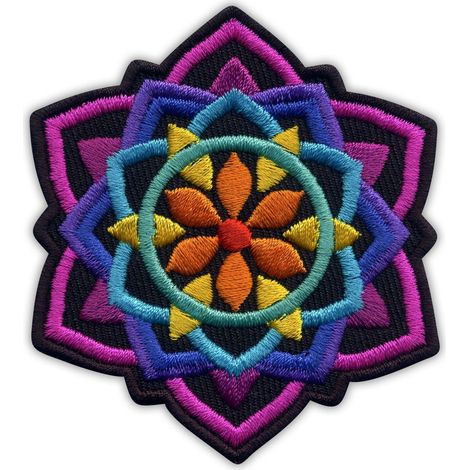 Patchion mandala - nero piccolo 7,6 cm - Applicazione con ferro da stiro / retro termoadesivo - Toppa/distintivo/emblema ricamato