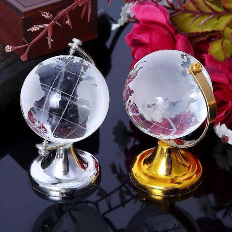 Mini globe terrestre rond en cristal transparent, carte du monde, à poser, décoration de bureau, cadeau (1/4)