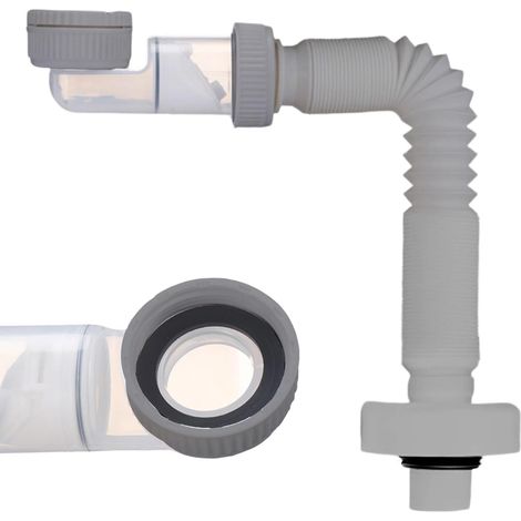 Siphon Lavabo Extra Plat 1 1/4", Évacuation Extensible 38-93 cm, Anti-Odeurs (1/5)