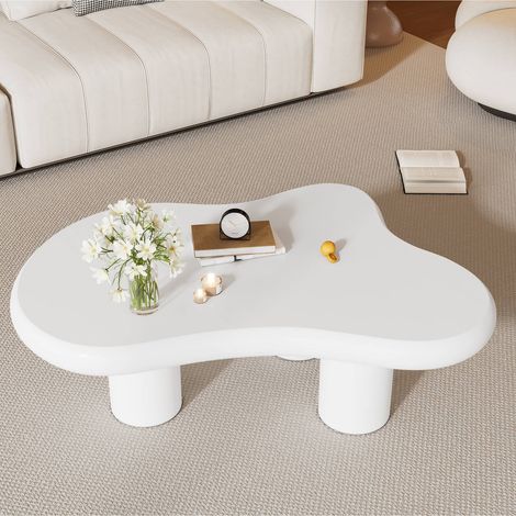 Table basse nuage 97x67x32 cm en mdf laqué avec patins feutrés, design créatif pour salon (1/5)