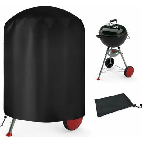 Pair Runde Grillabdeckung für den Außenbereich, Grillschutzplane, 210D Oxford-Gewebe, 77 x 72 cm