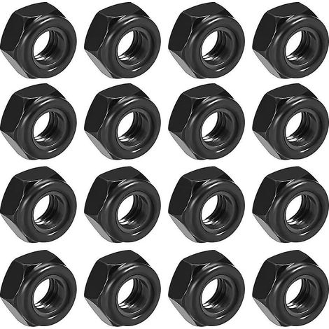 100pcs Crous Hexagonaux M5 Acier Carbone Crous- Nickel Noir De Blocage Ecrou Autobloquant Anti-desserrage Ecrous Hexagonaux Rsistant La Corrosion (1/5)