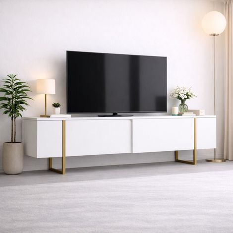 TV-Möbel Luxus Weißgold Melamin 180x50x30 cm