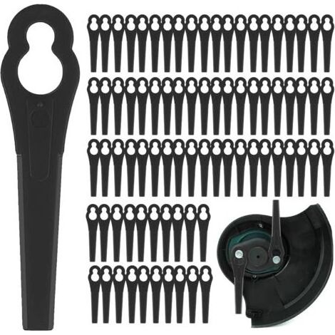 100 Stück Ersatz-Plastikklingen, Plastik-Rasenmäherklingen, Kantentrimmerklingen für Garten- und Rasenmäherzubehör (Schwarz) (1/5)