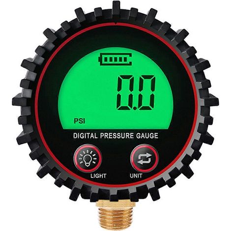 Manomètre numérique de pression de gaz 255 PSI avec raccord fileté M11 1/4 1/8 NPT et manchon de protection en caoutchouc, compatible avec les automobiles et les motos, 1/4 46026 (1/5)