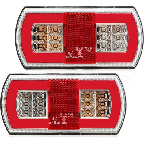 Lot de 2 feux arrière LED rectangulaires submersibles pour remorque, tracteur (1/5)