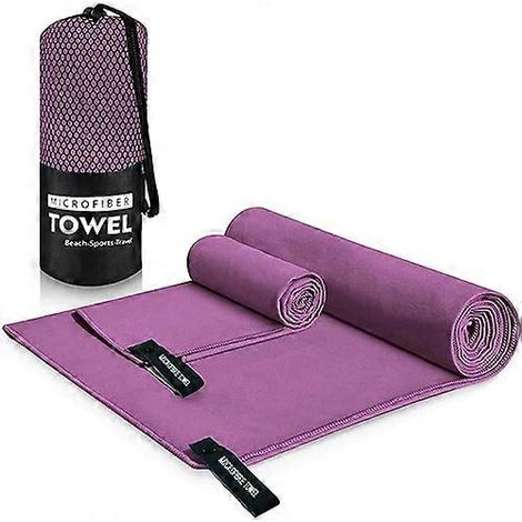 Lot de 2 serviettes de sport en microfibre, 52 x 76 cm et 80 x 40 cm, séchage rapide, idéales pour le sport, la plage, la salle de sport, la natation et le camping. (1/5)