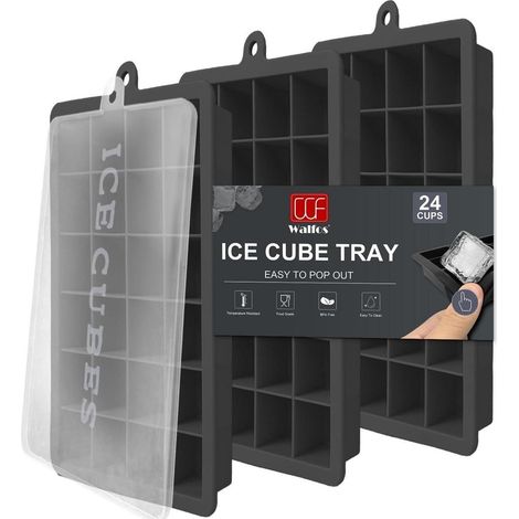 Walfos® Silikon Eiswürfelform 3x24 mit Deckel BPA-frei Cocktails Whisky 72 (1/5)