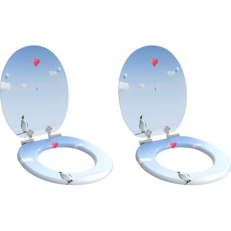 Soft-Close Toilet Seat 2 pcs Blue 44 x 38 cm MDF board vidaXL