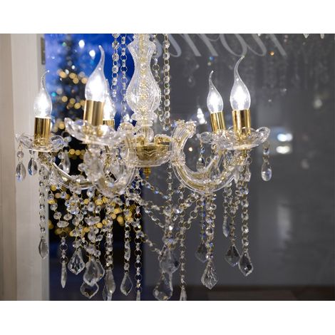 LAMPADARIO 5 BRACCIA D.50X58 TRASPARENTE/ORO