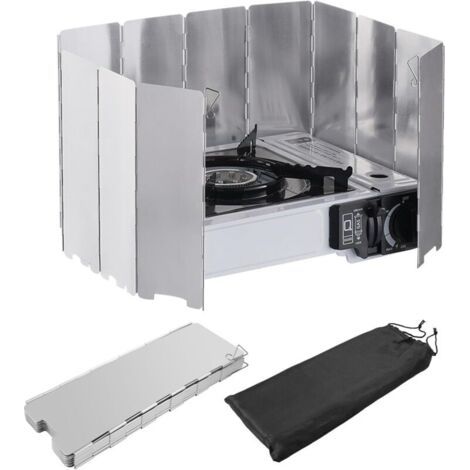 Pare-Vent Pliable Aluminium, 12 Plaques Pare-brise de Réchaud de Camping, Portable Stove Pare-brise, Pare Vent Rechaud avec Sac de Rangement, pour Rechaud de Camping Pique-Nique Cuisinière à Gaz