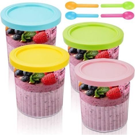 BelleRise – 4er-Set Ninja Creami Deluxe Schüsseln NC501 NC500 – 680 ml, BPA-frei, spülmaschinenfest – Premium-Serie für Eiscreme und Sorbet (1/5)