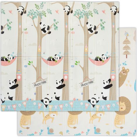 Relaxdays Tappeto per Bambini, Pieghevole e Lavabile, 195 x 175 cm, Atossico, Gommapiuma XPE, Motivo Animali, Colorato