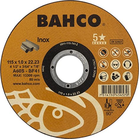 Disco da taglio in acciaio inox 115x1mm 3911-115-t41-i bahco