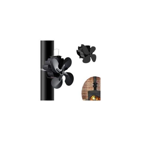 Ventilateur de poêle à bois, ventilateur de cheminée à énergie thermique à 4 pales pour gaz/granulés/bûches