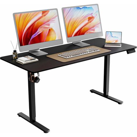 Schreibtisch Höhenverstellbar Elektrisch Memory Schwarz 160 x 70 cm (1/5)