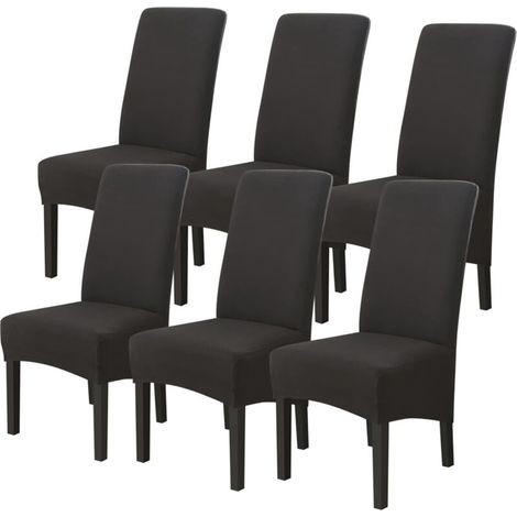 Housses de Chaises 6 pièces Grand Taille Noir,Housses pour Chaises de Salle a Manger Universelle, Couverture Couvre de Chaise Salon Moderne pour Mariage Reunion (1/5)