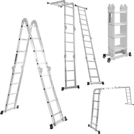Boudech - RIG-4x4 Escalera plegable polivalente de aluminio con plataforma de andamio (1/8)