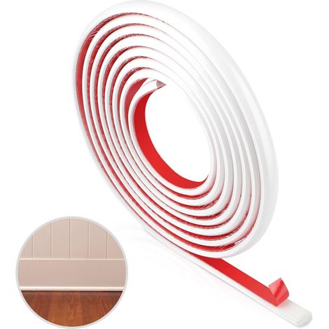 3M Hochglanzweiße flexible Klebeleiste, selbstklebende PVC-Abschlusskante, selbstklebende Wandleiste zur Dekoration, Spiegelbordüre für Wände, Türen und Decken