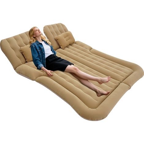 Matelas de voiture gonflable, pompe électrique, design portable, Beige (1/2)