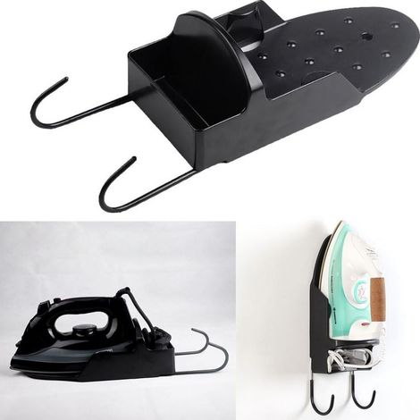 Support Pour Planche À Repasser - Cadre Métallique Résistant À 120 °C - Fixation Murale Avec Crochets Détachables - Capacité 15 kg - Noir