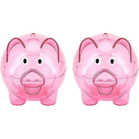 2x süßes Plastikschwein, durchsichtiges Sparschwein, Spardose, Spardose, Kinderspielzeug, Geschenk (1/5)