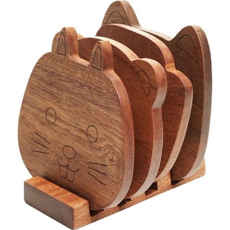 Dessous de verre en bois pour tasses à thé, décoration de table (1/4)