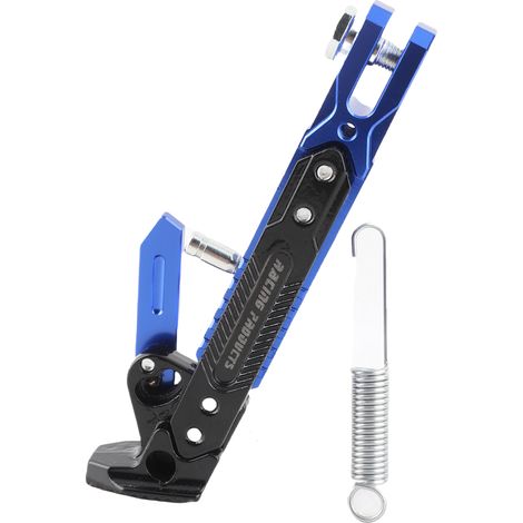 Cavalletto regolabile antiscivolo per moto, supporto laterale per il parcheggio di scooter e bici elettriche, colore blu. (1/4)