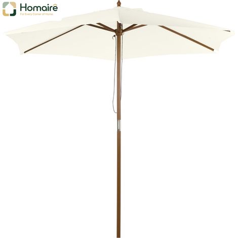 HOMAIRE Sonnenschirm Gartenschirm 2,5 m Ø 3-stufiger Bambus-Polyester Weiß für Garten Terrasse