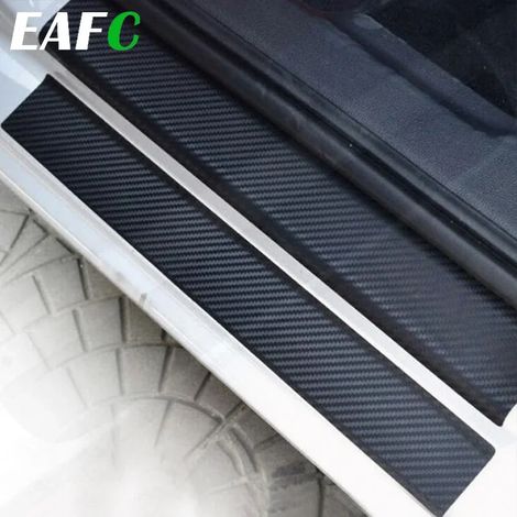 (4 pièces) Film de protection universel pour seuil de porte de voiture,4 protections de pédale anti-rayures en fibre de carbone,autocollant en fibre de carbone (1/3)