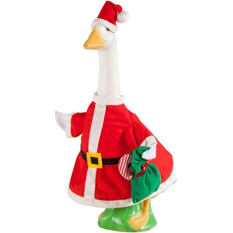 Weihnachtsganskostüm für die Veranda, 58 cm große Gänsefigur mit Weihnachtsmann, Weihnachtsdekoration für draußen, Gänsekostüm für den Garten (1/5)