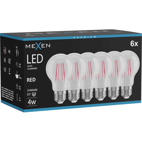 Mexen Vintis 6x ampoule à filament LED E27, A60, 4W, 55 lm, rouge - L150-E27-04XX-45x06 (1/3)