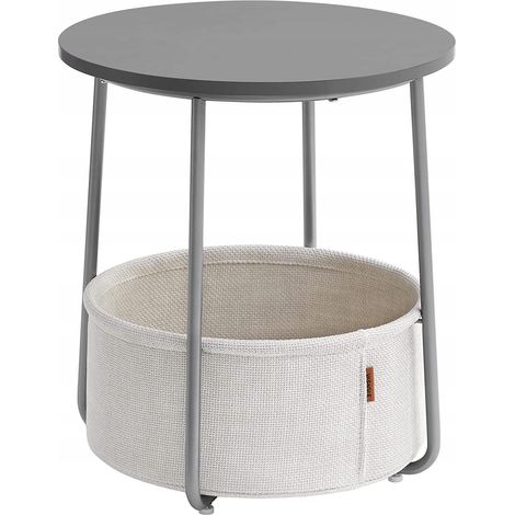 Mesa de centro redonda Valora con cesta gris, compacta y moderna (1/5)