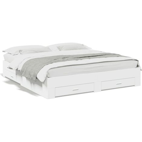 vidaXL Cadre de lit avec tiroirs sans matelas blanc 180x200 cm (1/5)