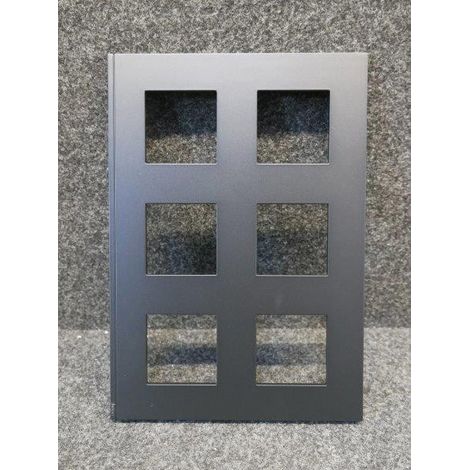 Plaque de finition 2 rangées 3 postes 6 modules couleur noir night série Gallery HAGER