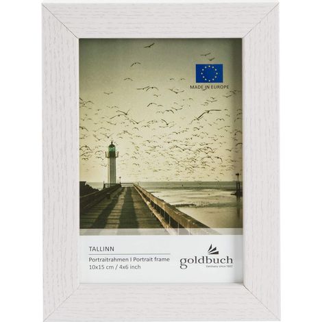 goldbuch - Cornice portafoto Tallinn in legno MDF, per foto singola, formato 10 x 15 cm, con supporto da appoggiare e da parete, colore: bianco (1/4)