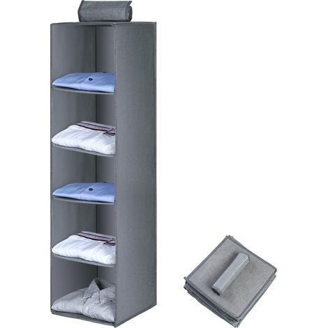 Étagère de penderie à Suspendre, Organisateur de Placard de Rangement Suspendu avec 5 Compartiments, Organisateur Suspendu Pliable et Gain de Place Système de Rangement (1/5)