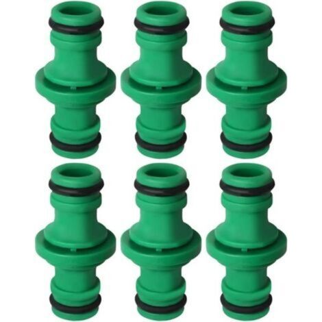 Ulisem Lot de 6 connecteurs de tuyaux doubles, connecteurs de tuyaux doubles mâles, connecteurs de tuyaux en plastique pour raccorder des tuyaux d'arrosage (vert) (1/4)
