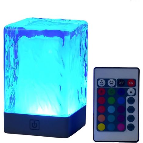 Tischleuchte, wiederaufladbare Außenleuchte mit USB-Anschluss, aus kristallinem Harz, LED-Touch-Licht, RGB-Farblicht, inklusive Fernbedienung.