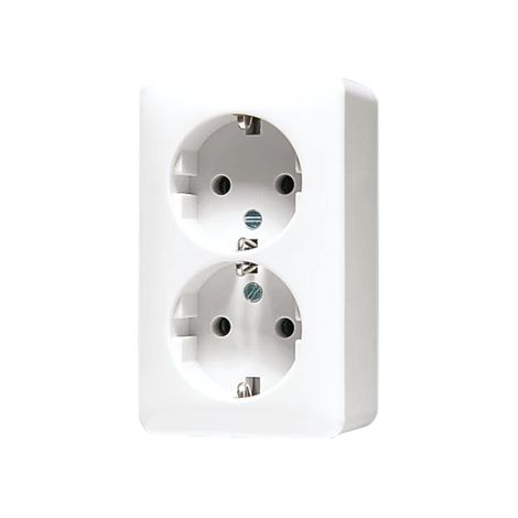 Jung Presa SCHUKO® doppia, 16 A 250 V , 47 mm, AP 600, bianco alpino 6020 A WW