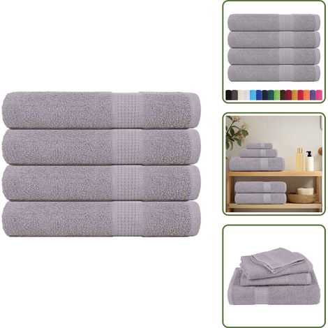 Saunatücher 4 Stk. Grau 80x200 cm 360 g/m² 100% Baumwolle - Saunatuch - Saunatücher - Handtuch - Handtuch Mit Schlaufe (1/5)