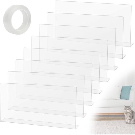 Lot de 8 bloqueurs de Jouets Transparents pour Meubles 40x20x5CM, Protection Transparent Anti-Rayures Chat, Barrière de Jouet, Empêchent Les Objets de Passer sous Un canapé (1/5)