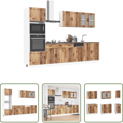 Küchenschränke - 7-tlg. Küchenschrank-Set Kalmar Altholz-Optik Holzwerkstoff (1/5)